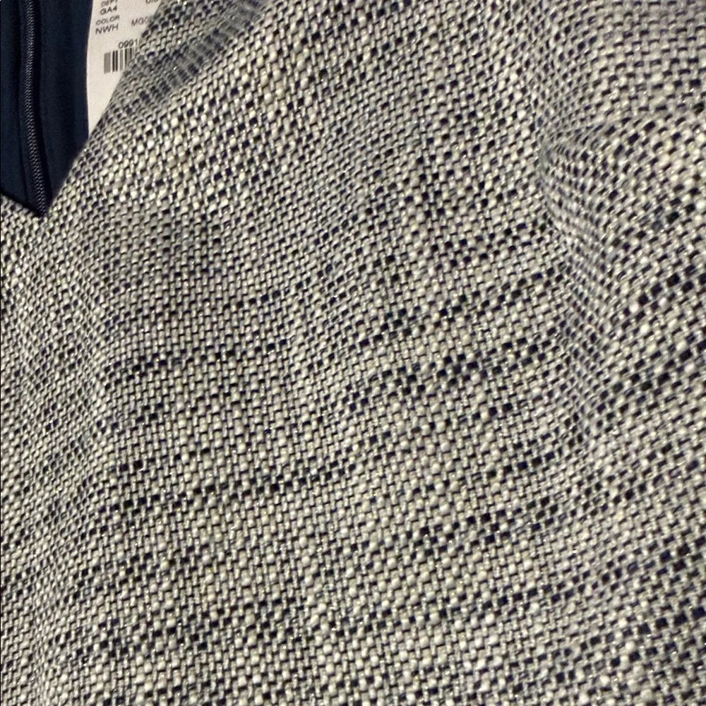 J. Crew White Tweed and Navy Sleeveless Sheath Dress 8